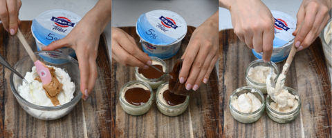 Petits pots de yaourt glacé au beurre de cacahuètes et chocolat
